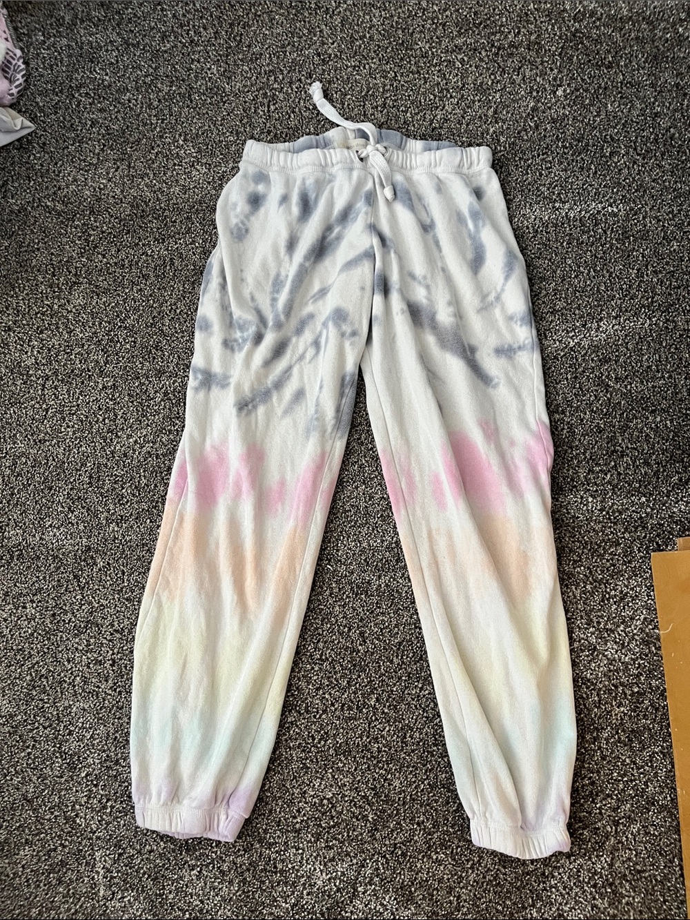 Ocean Drive Pastel Tie-Dye Jogger Pants - White, Pink, Peach, Light Blue, Gray